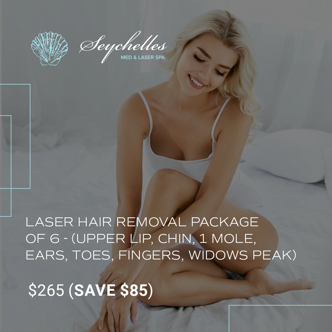 Laser Hair Removal Package of 6 - Extra Small Area (Upper Lip, Chin, 1 Mole, Ears, Toes, Fingers, Widows Peak)